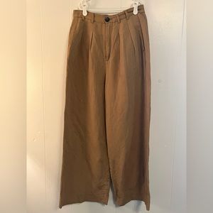 Zara tan pleated wide leg trouser size S